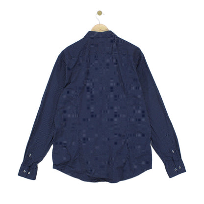Mens Polka Dot Shirt Stretch Slim Fit Button Up
