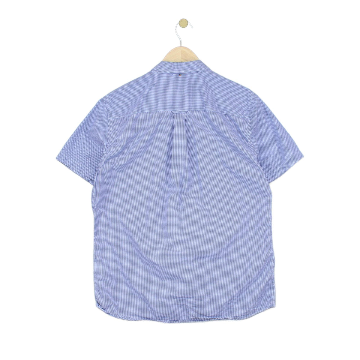 Mens Check Shirt Classic Short Sleeve Button Up