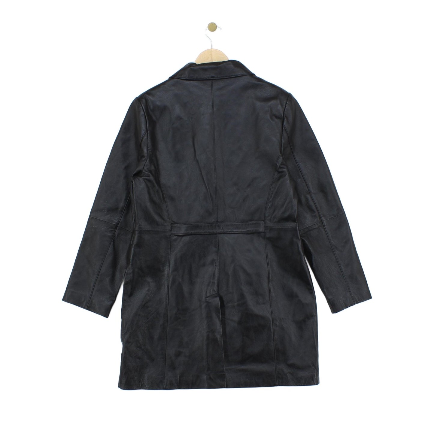 Mens Leather Trench Coat Single Breasted