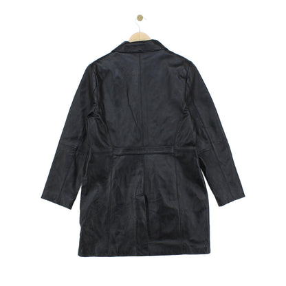 Mens Leather Trench Coat Single Breasted