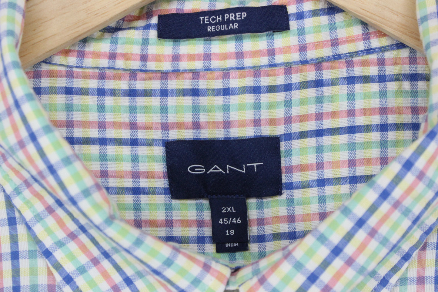 Mens Check Shirt Tech Prep Short Sleeve
