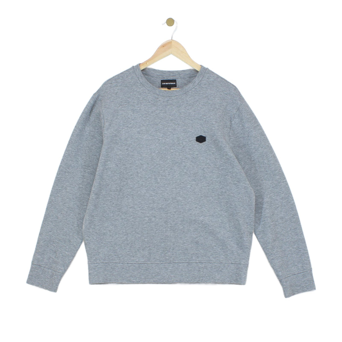 Mens Sweatshirt Crew Neck Long Sleeves Logo Patch