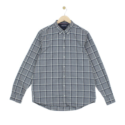 Mens Plaid Shirt Long Sleeve Slim Fit
