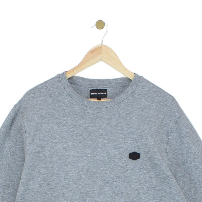 Mens Sweatshirt Crew Neck Long Sleeves Logo Patch