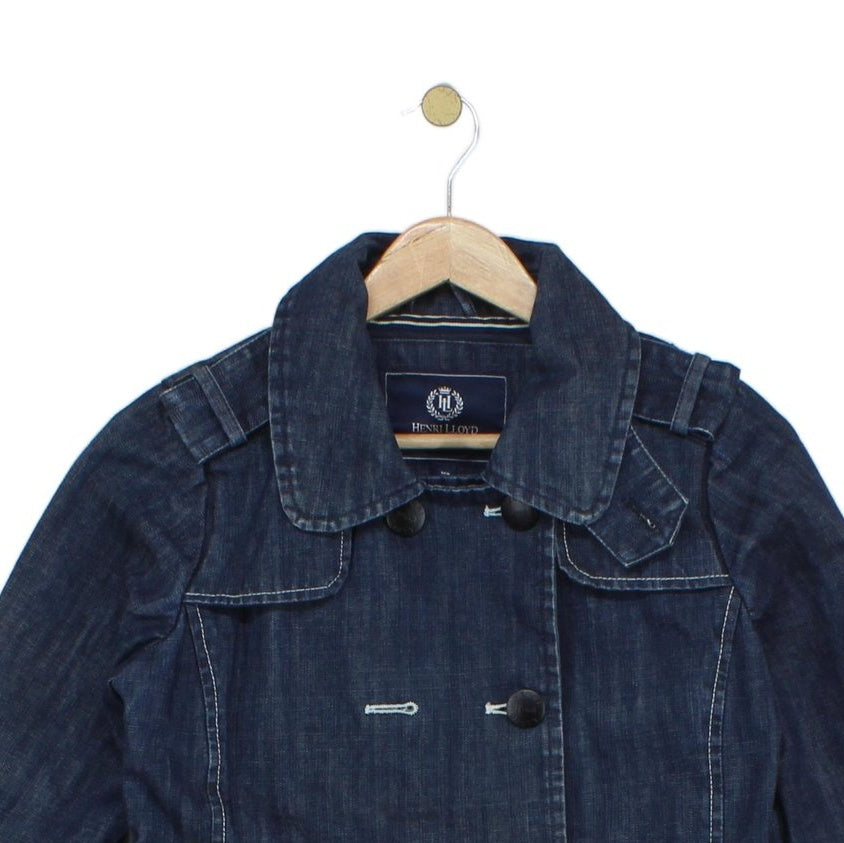 Womens Denim Jacket Double Breasted Tailored Fit