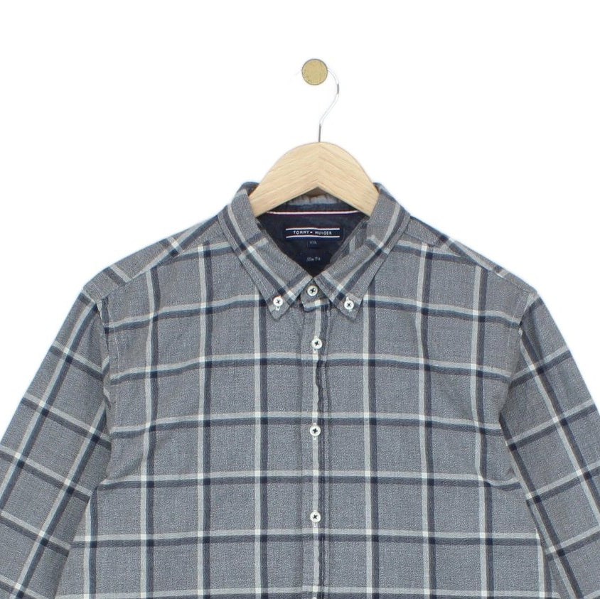 Mens Plaid Shirt Long Sleeve Slim Fit