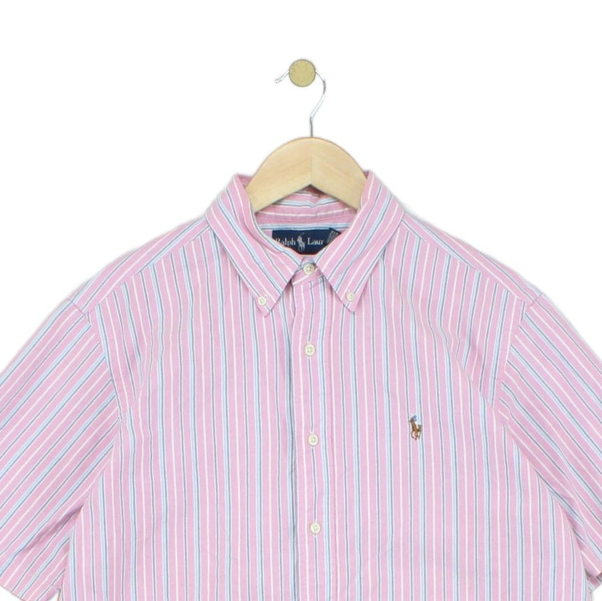 Mens Striped Shirt  Button Up Short Sleeve
