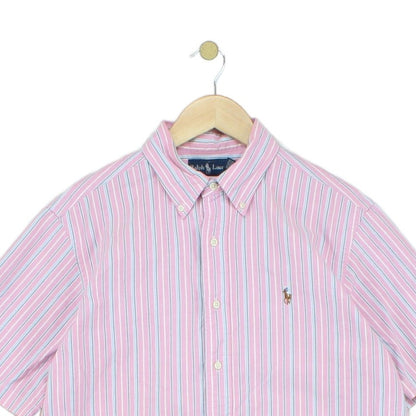 Mens Striped Shirt  Button Up Short Sleeve