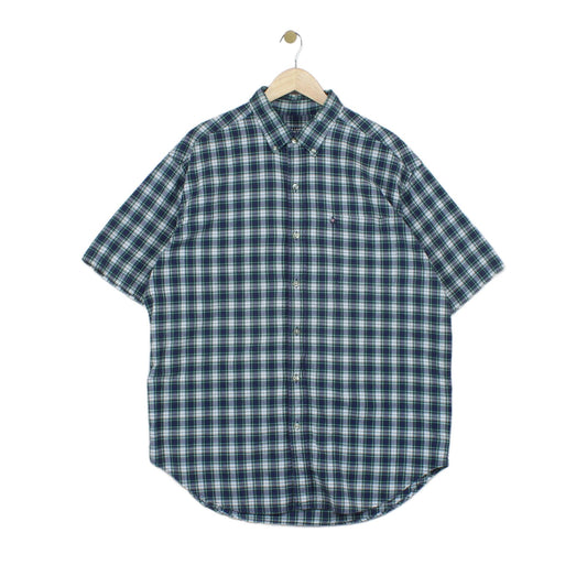 Mens Plaid Shirt  Short Sleeve Oversized