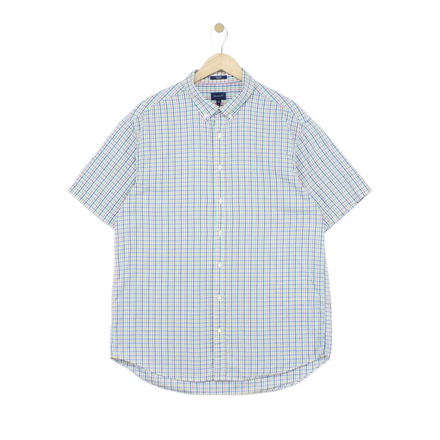 Mens Check Shirt Tech Prep Short Sleeve