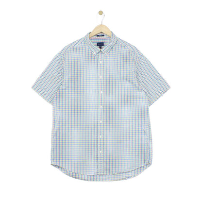 Mens Check Shirt Tech Prep Short Sleeve