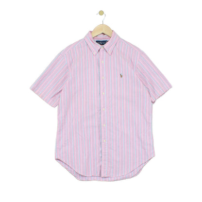 Mens Striped Shirt  Button Up Short Sleeve