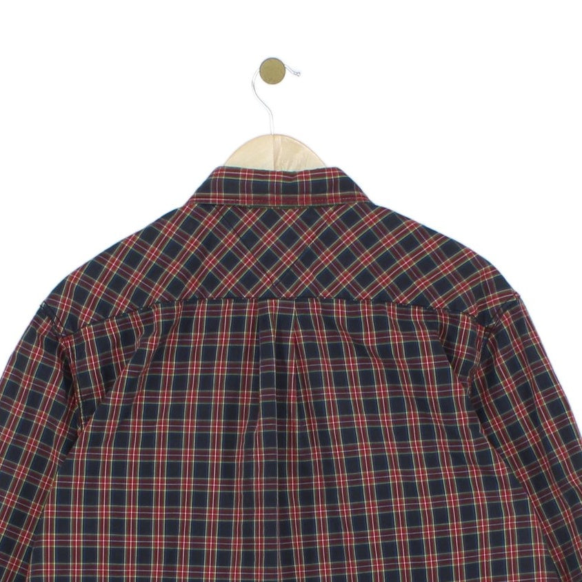 Mens Plaid Shirt Long Sleeve Trim Fit Cotton