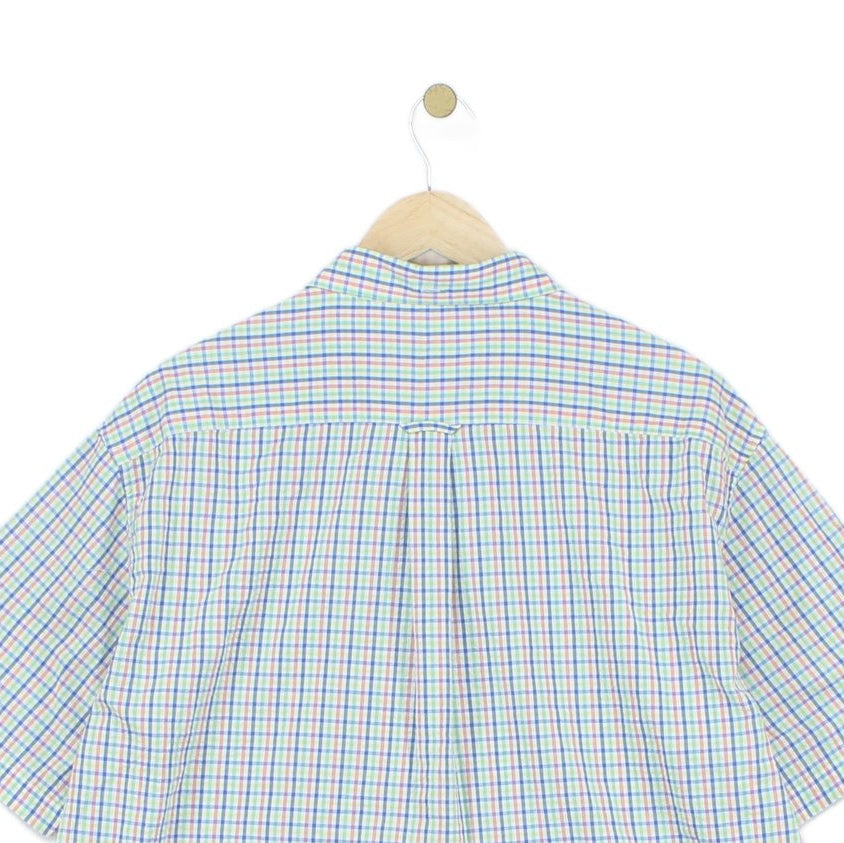 Mens Check Shirt Tech Prep Short Sleeve