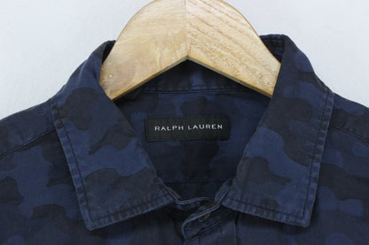 Mens Camo Shirt Long Sleeve Button Up Black Label