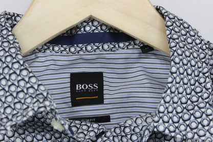 Mens Patterned Shirt Slim Fit Long Sleeve