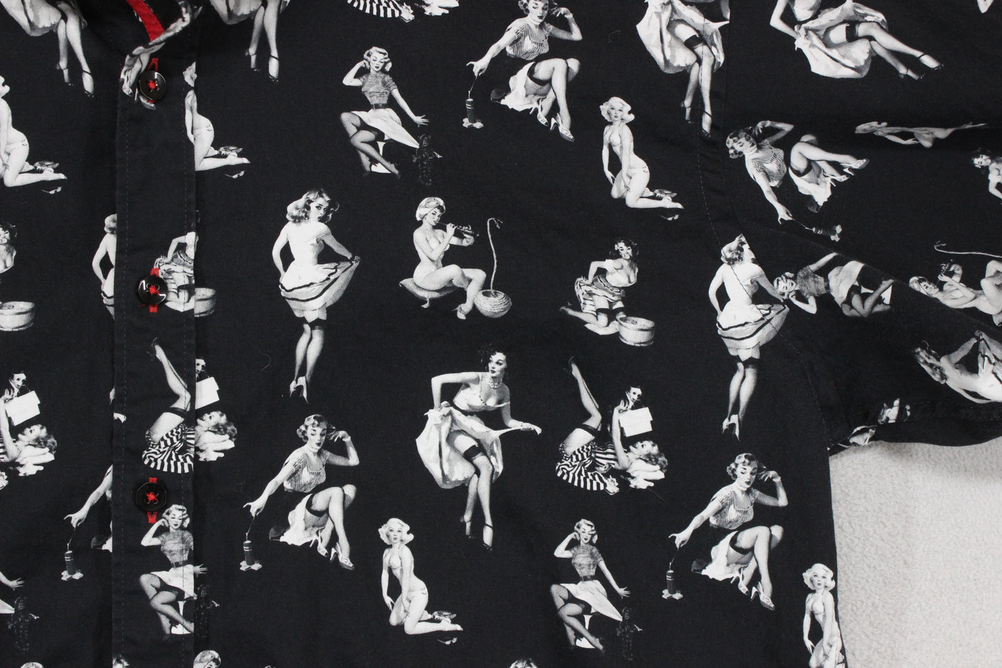Mens Pinup Girls Shirt Printed Long Sleeve