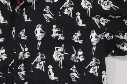 Mens Pinup Girls Shirt Printed Long Sleeve