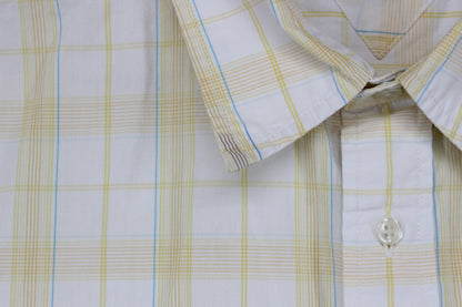 Mens Shirt Short Sleeve Check Button Up