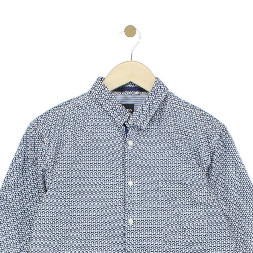 Mens Patterned Shirt Slim Fit Long Sleeve