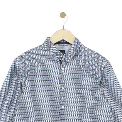 Mens Patterned Shirt Slim Fit Long Sleeve