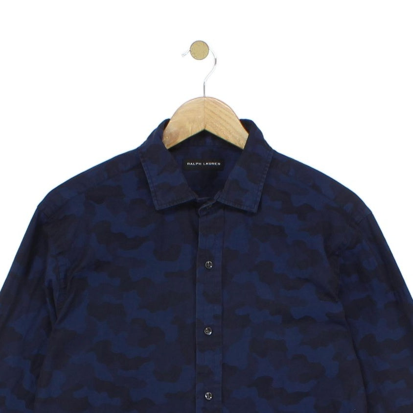 Mens Camo Shirt Long Sleeve Button Up Black Label