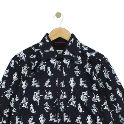 Mens Pinup Girls Shirt Printed Long Sleeve
