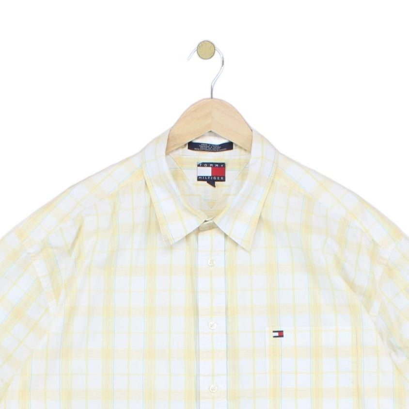Mens Shirt Short Sleeve Check Button Up