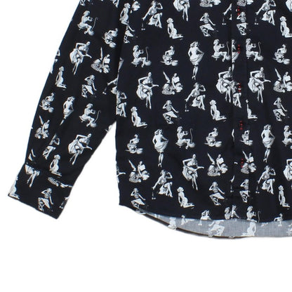 Mens Pinup Girls Shirt Printed Long Sleeve