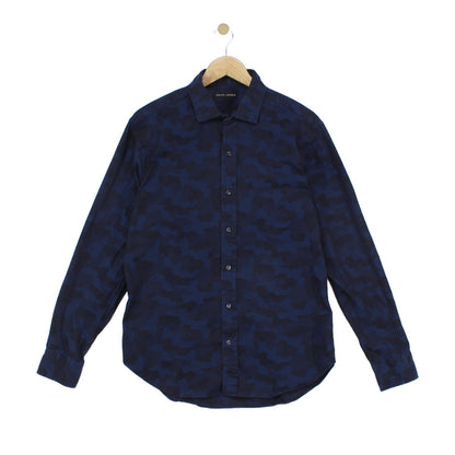 Mens Camo Shirt Long Sleeve Button Up Black Label
