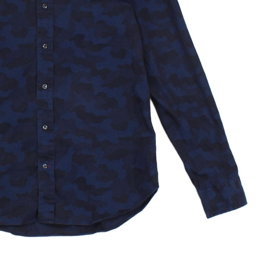 Mens Camo Shirt Long Sleeve Button Up Black Label