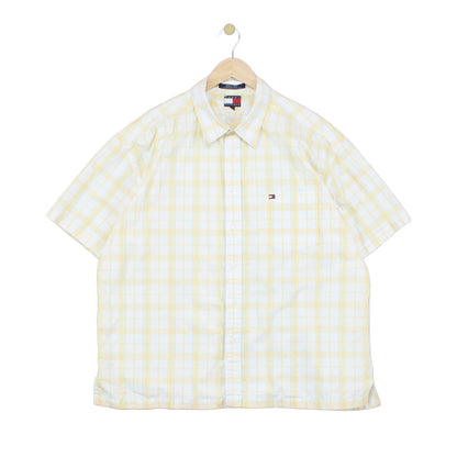 Mens Shirt Short Sleeve Check Button Up