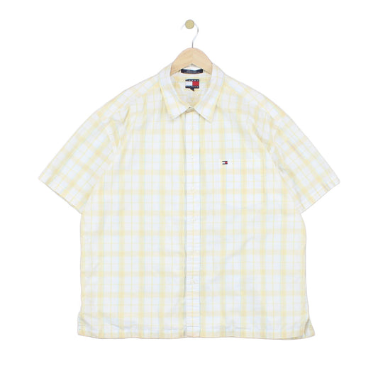 Mens Shirt Short Sleeve Check Button Up