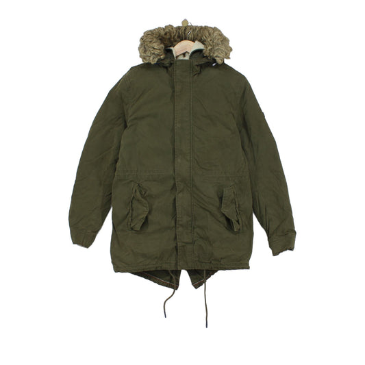Mens Parka Drawstring Waist Full Zip