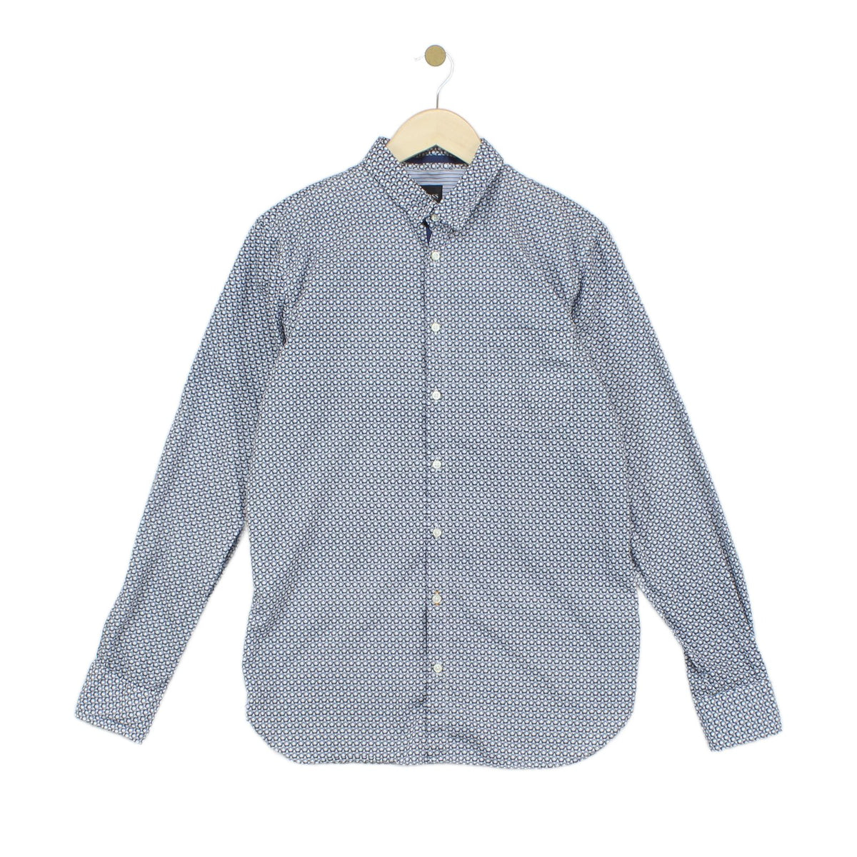 Mens Patterned Shirt Slim Fit Long Sleeve