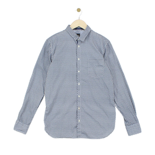Mens Patterned Shirt Slim Fit Long Sleeve