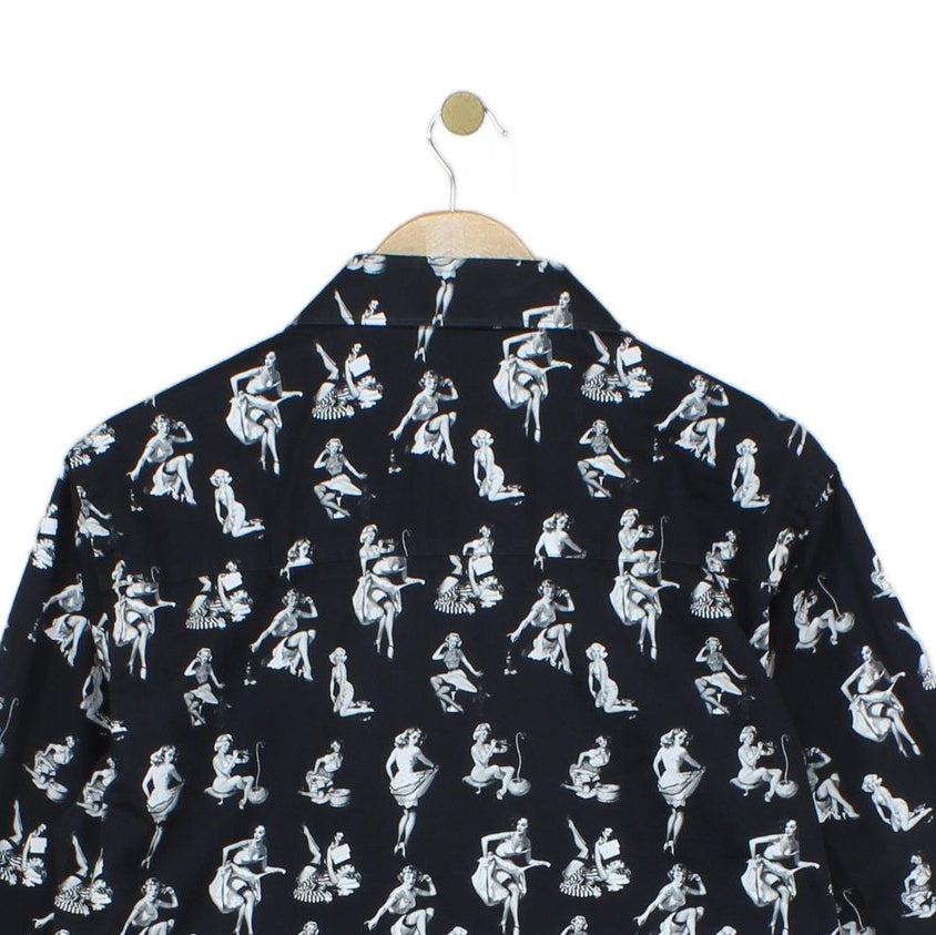 Mens Pinup Girls Shirt Printed Long Sleeve