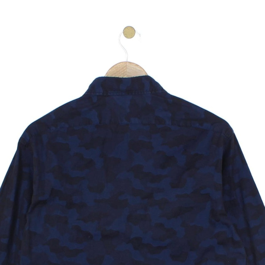 Mens Camo Shirt Long Sleeve Button Up Black Label