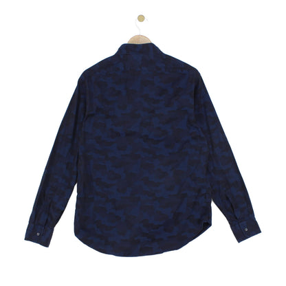 Mens Camo Shirt Long Sleeve Button Up Black Label