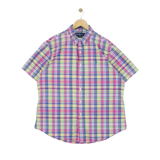 Mens Check Shirt Short Sleeve Custom Fit