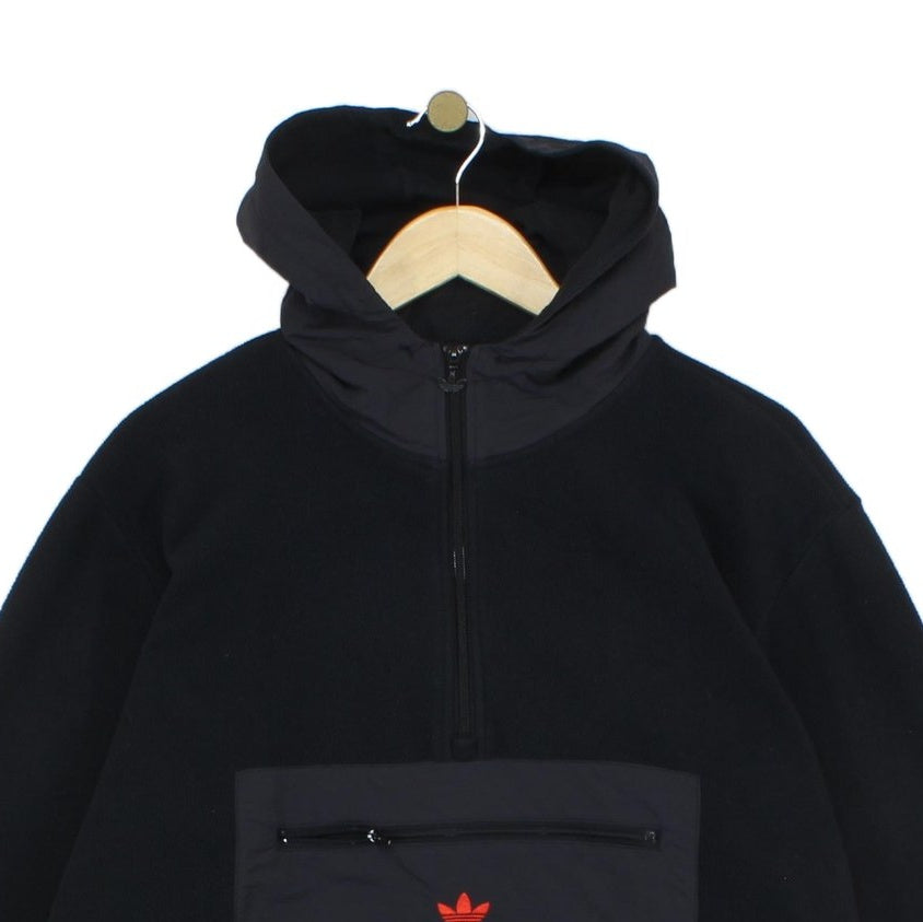 Mens Fleece Hoodie 1/4 Zip Streetwear Logo