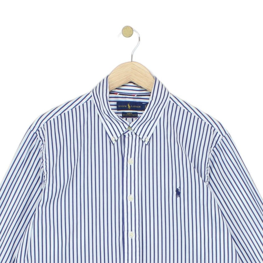 Mens Striped Shirt Slim Fit Long Sleeve