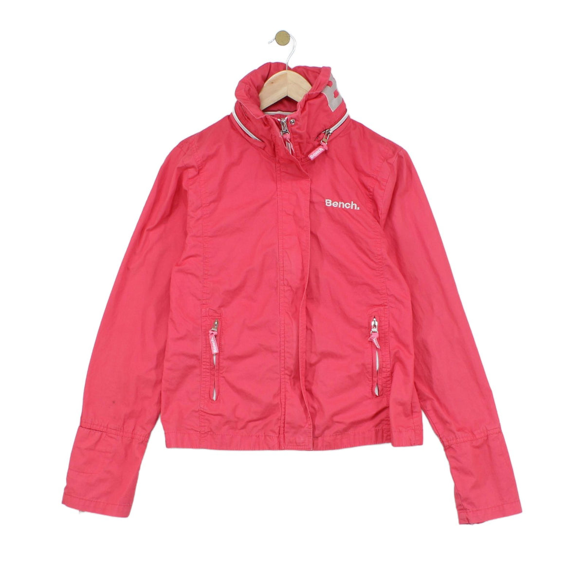 Womens Jacket Full Zip High Collar Logo Cotton