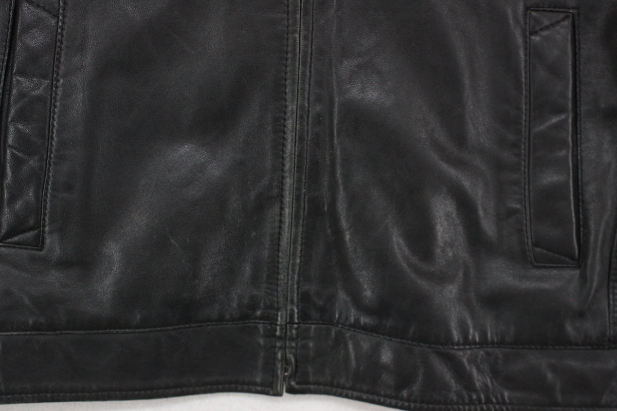 Mens Leather Jacket Full Zip Biker