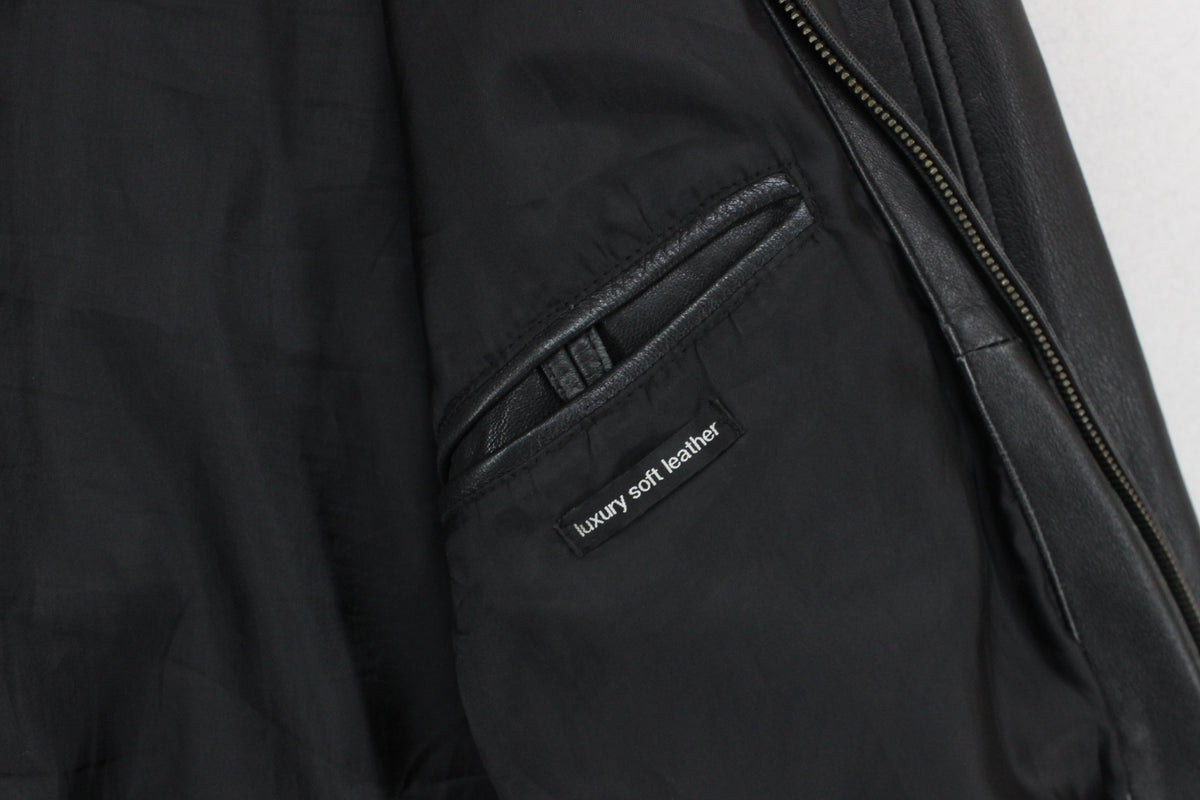 Mens Leather Jacket Full Zip Biker
