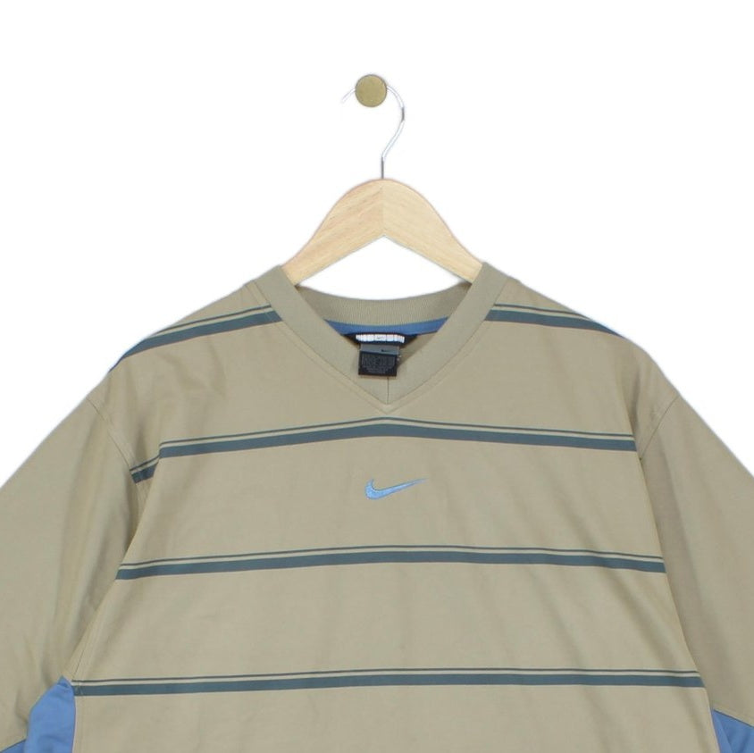 Mens Striped T-Shirt V Neck  Casual Short Sleeve