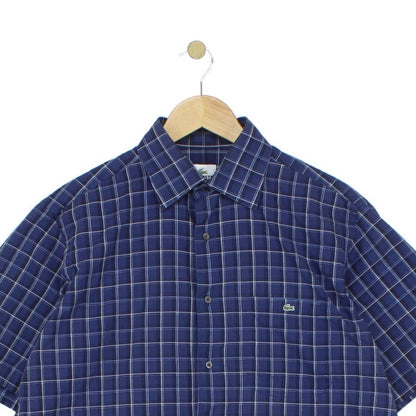 Mens Plaid Shirt Short Sleeve Button Up