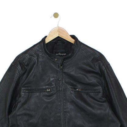 Mens Leather Jacket Full Zip Biker