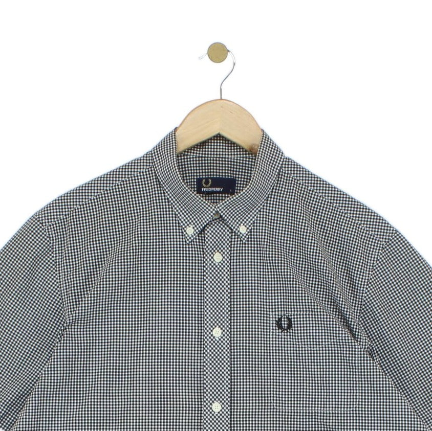 Mens Check Shirt Short Sleeve Button Up