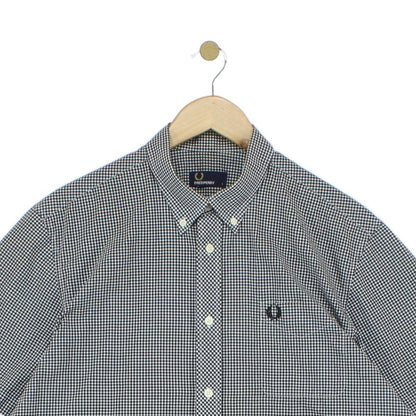 Mens Check Shirt Short Sleeve Button Up